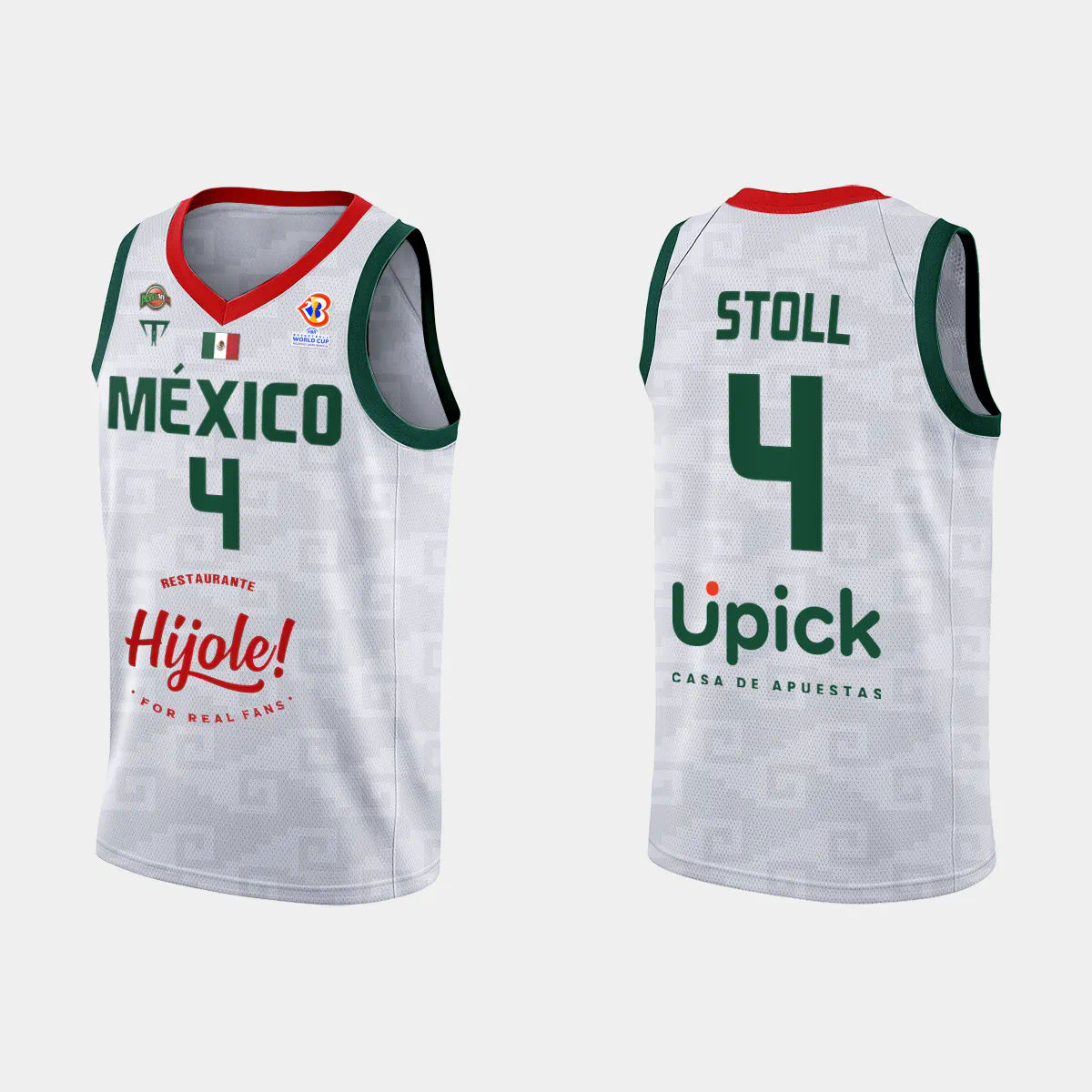 Mexico Basketball Paul Stoll #4 2023 FIBA World Cup White Away Jersey Mexico Basketball Paul Stoll #4 2023 FIBA World Cup White Away Jersey