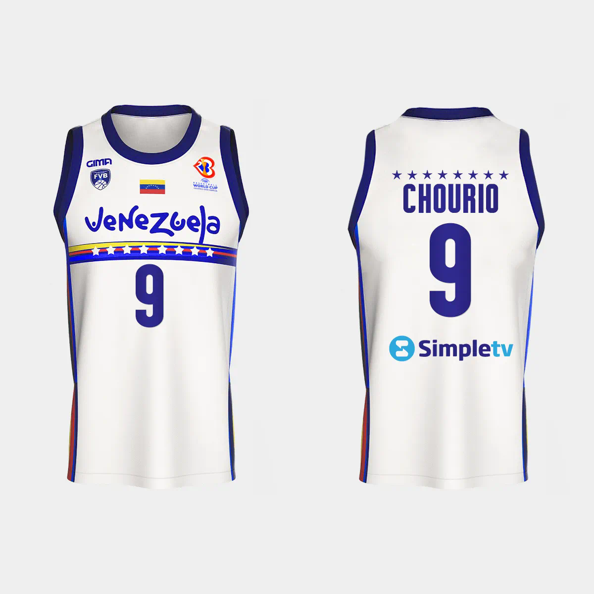 Venezuela Basketball Pedro Chourio #9 2023 FIBA World Cup White Home Jersey