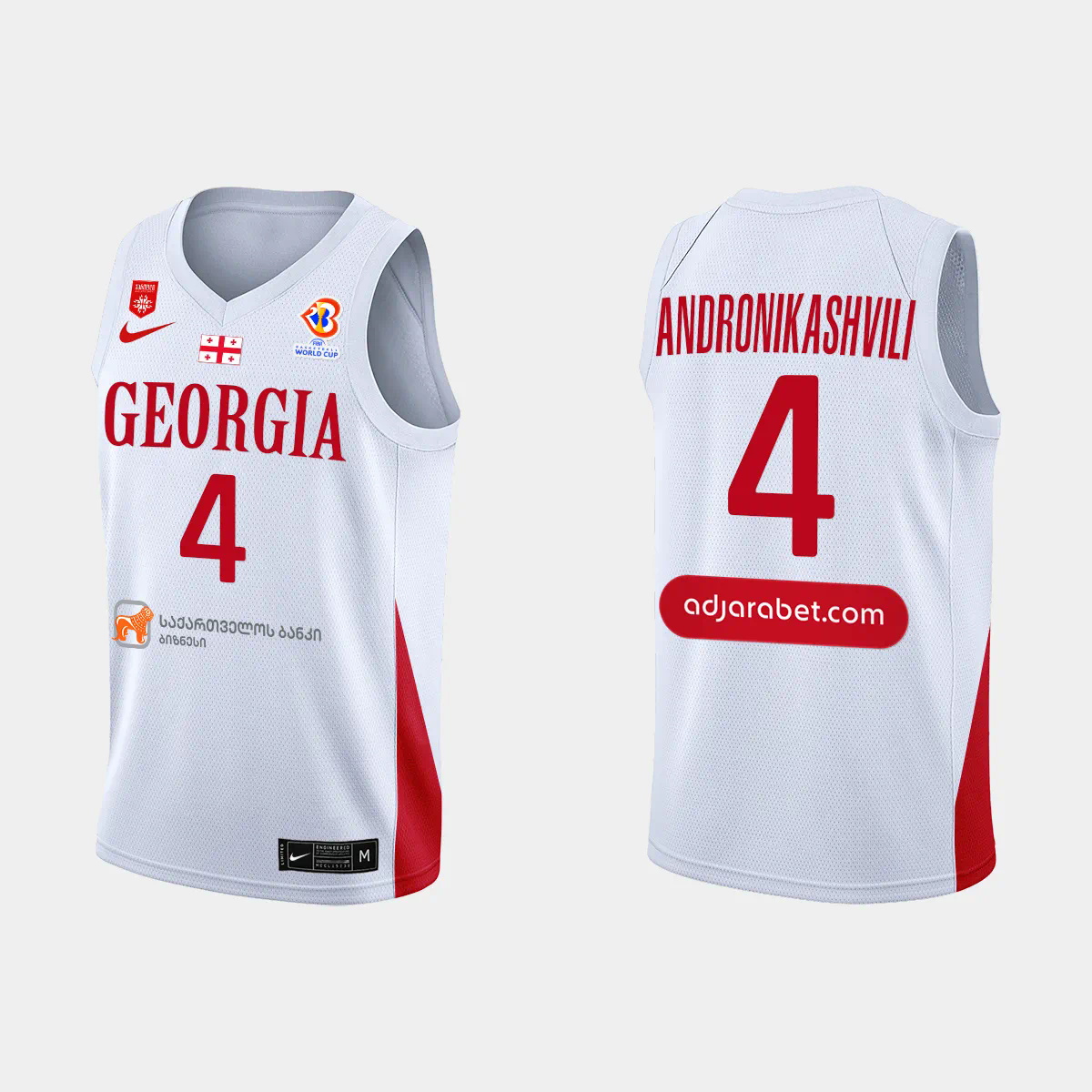 Georgia Basketball Rati Andronikashvili #4 2023 FIBA World Cup White Home Jersey