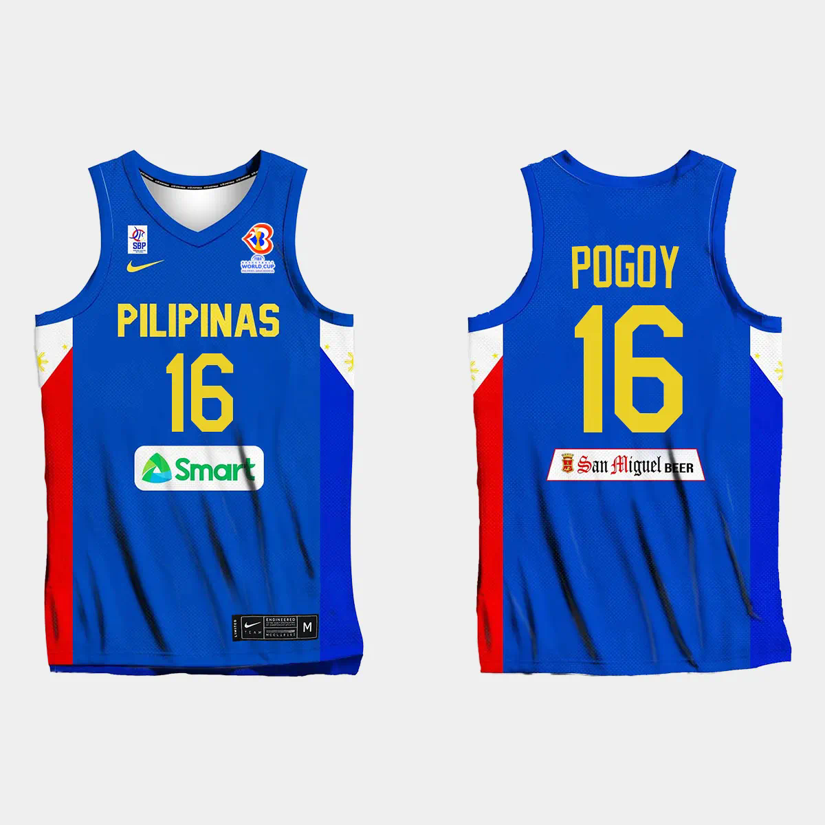 Philippines Basketball Roger Pogoy #16 2023 FIBA World Cup Blue Away Jersey