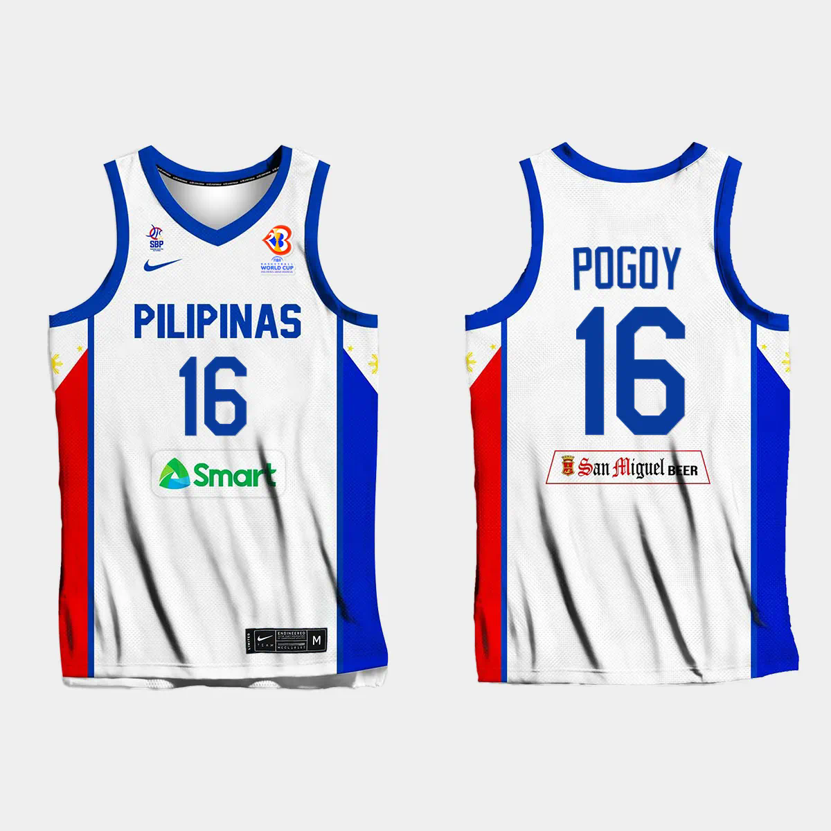 Roger Pogoy Philippines Basketball 2023 FIBA World Cup White Home Jersey Roger Pogoy Philippines Basketball 2023 FIBA World Cup White Home Jersey