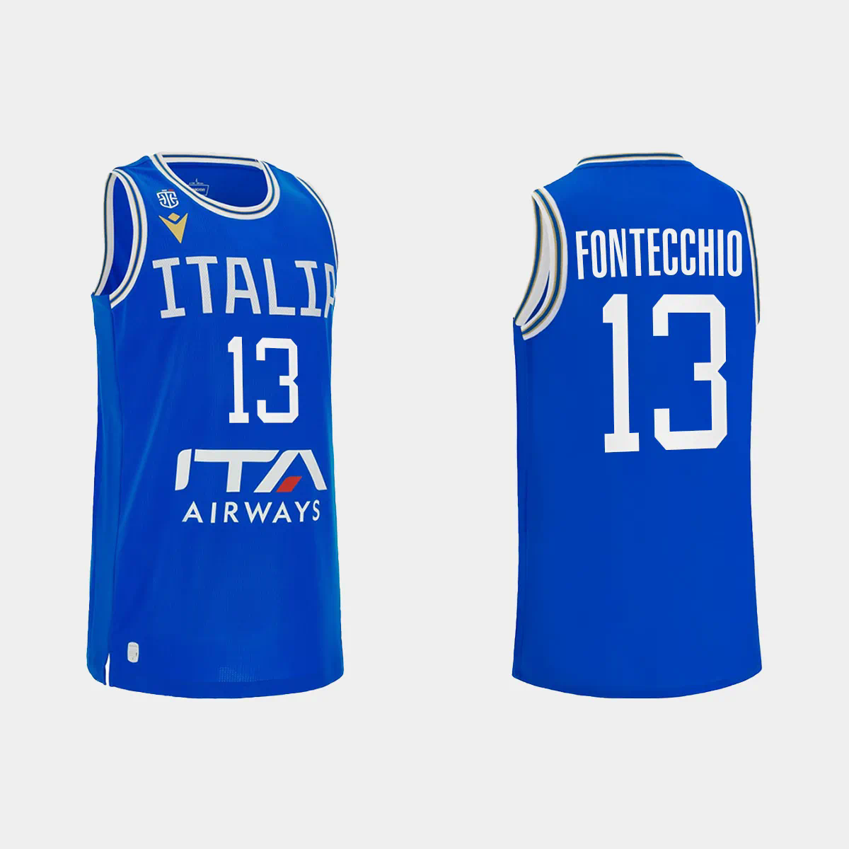 2023 FIBA World Cup Italy Basketball Simone Fontecchio Blue Home Jersey