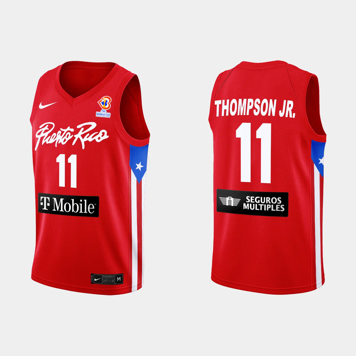 Puerto Rico Basketball Stephen Thompson Jr. #11 2023 FIBA World Cup Red Away Jersey Puerto Rico Basketball Stephen Thompson Jr. #11 2023 FIBA World Cup Red Away Jersey