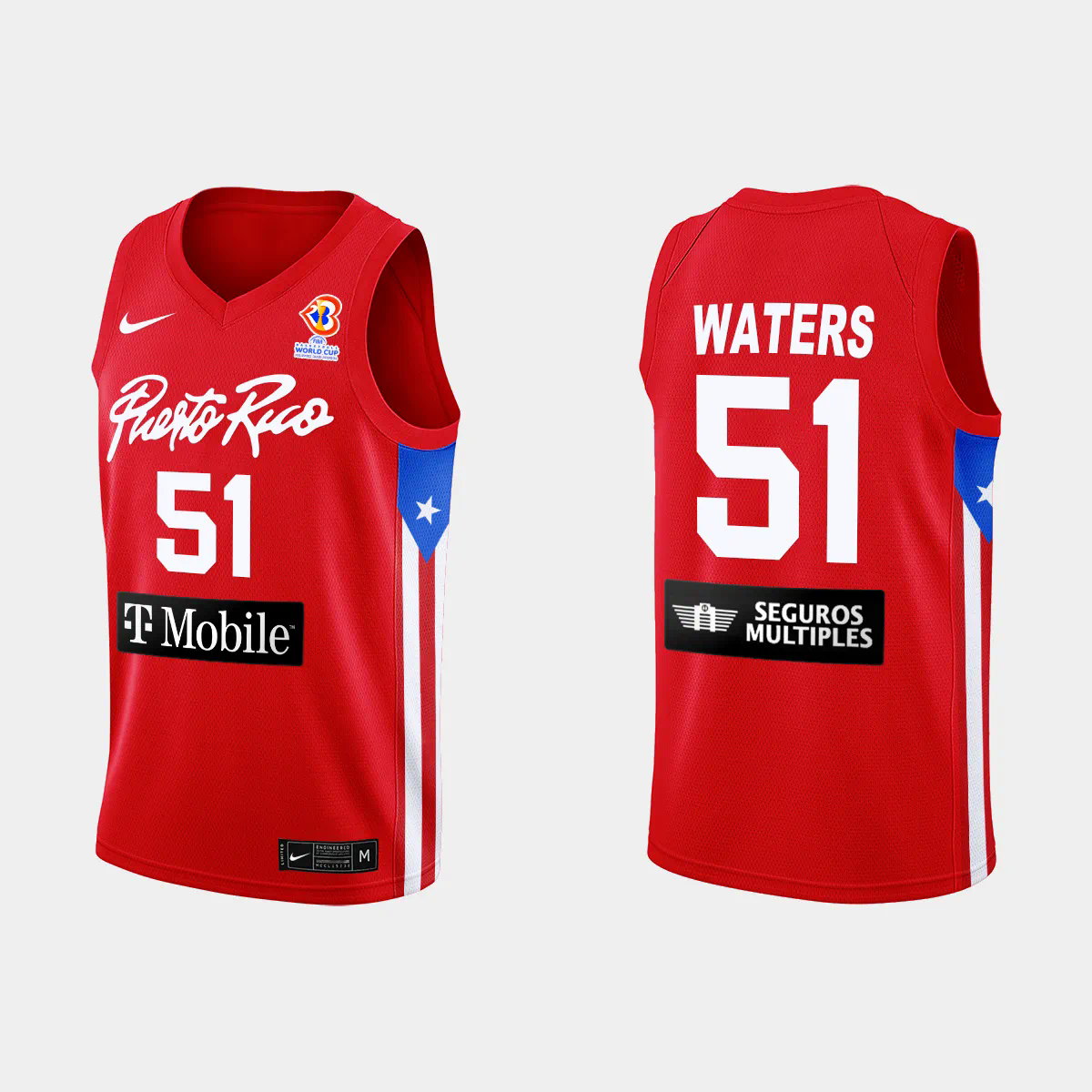 Puerto Rico Basketball Tremont Waters #51 2023 FIBA World Cup Red Away Jersey Puerto Rico Basketball Tremont Waters #51 2023 FIBA World Cup Red Away Jersey