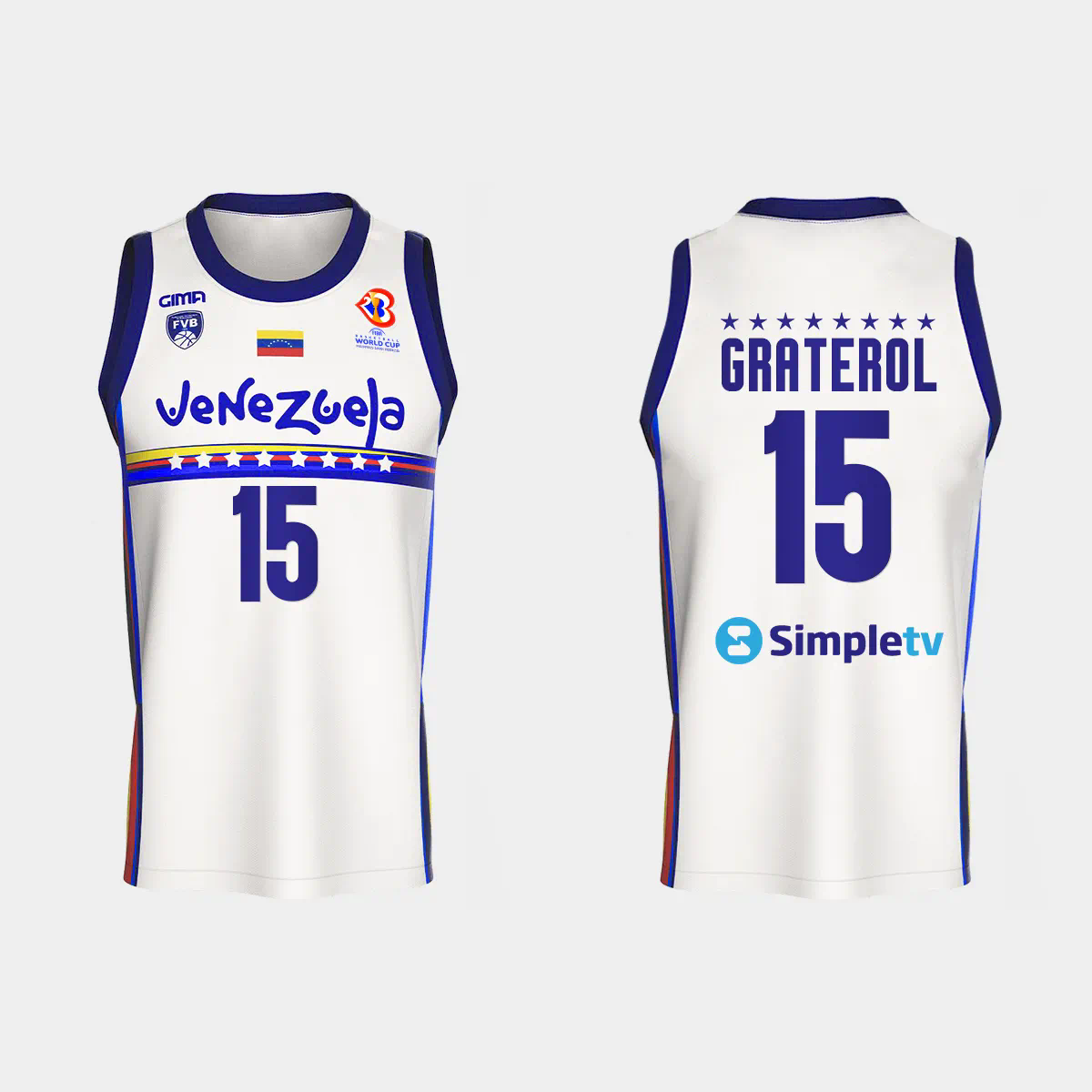Venezuela Basketball Windi Graterol #15 2023 FIBA World Cup White Home Jersey Venezuela Basketball Windi Graterol #15 2023 FIBA World Cup White Home Jersey