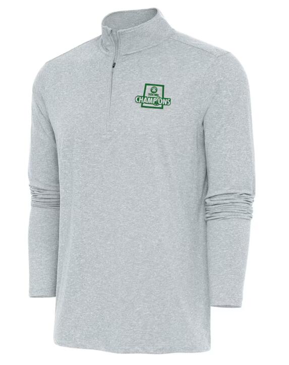 Men's Boston Celtics Antigua Heather Gray 2024 NBA Finals Champions Hunk Quarter-Zip Pullover Top