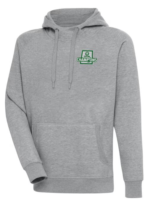 Men's Boston Celtics Antigua Heather Gray 2024 NBA Finals Champions Victory Raglan Pullover Hoodie
