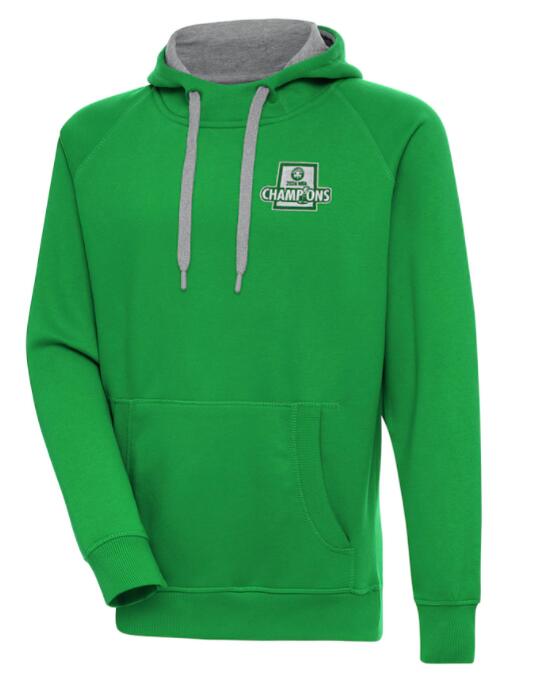 Men's Boston Celtics Antigua Kelly Green 2024 NBA Finals Champions Victory Raglan Pullover Hoodie