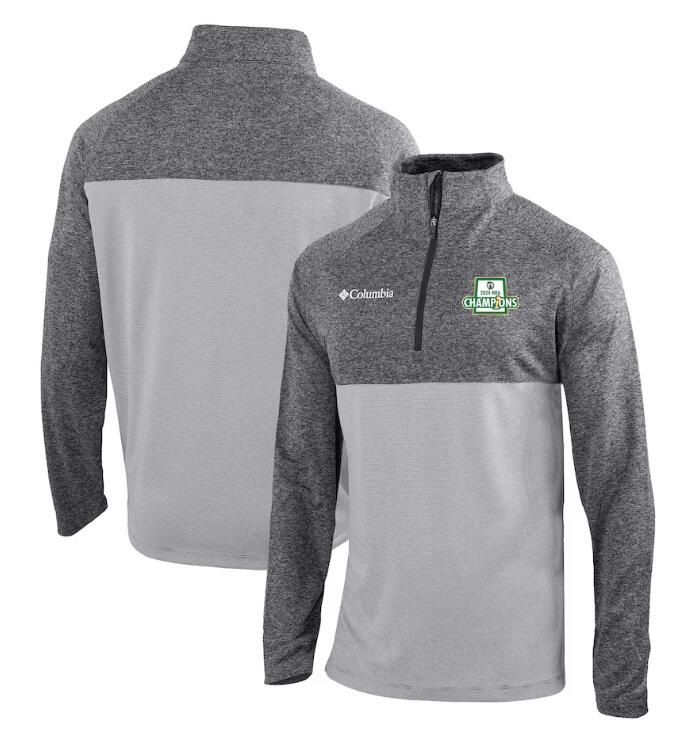 Men's Boston Celtics Columbia Gray 2024 NBA Finals Champions Omni-Wick Rockin' It Quarter-Zip Pullover Top