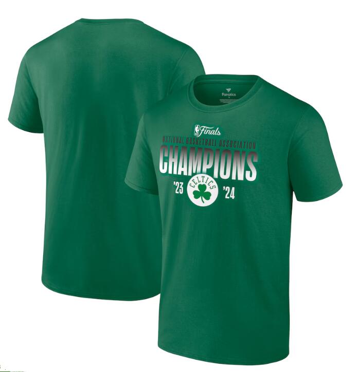 Men's Boston Celtics Kelly Green 2024 NBA Finals Champions Blocked Shot T-Shirt