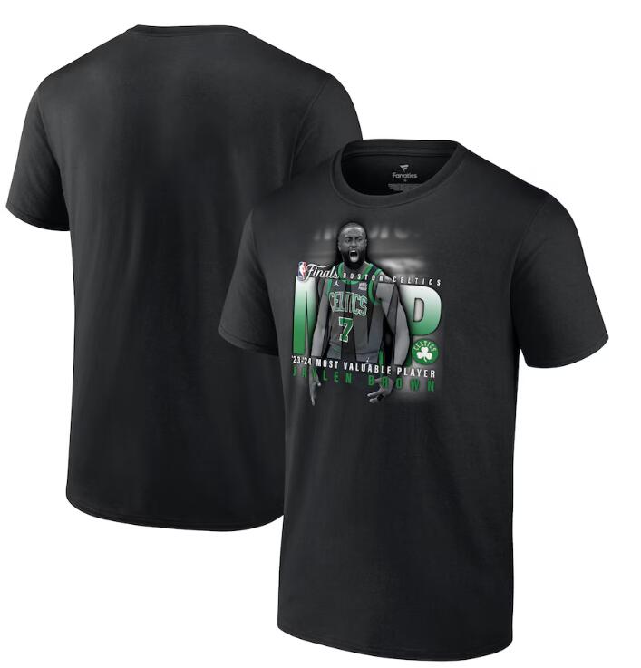 Men's Boston Celtics Jaylen Brown Black 2024 NBA Finals Champions MVP Big & Tall T-Shirt