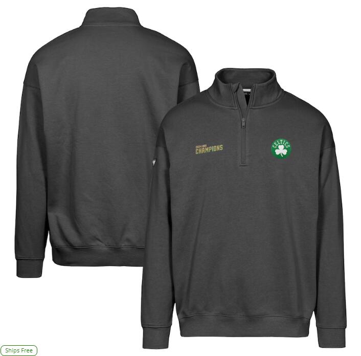 Men's Boston Celtics Levelwear Black 2024 NBA Finals Champions Murray Insignia Core Quarter-Zip Sweatshirt