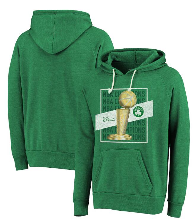 Men's Boston Celtics Majestic Threads Kelly Green 2024 NBA Finals Champions Pocket Tri-Blend Pullover Hoodie