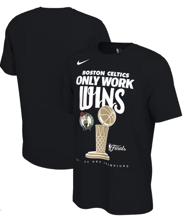 Men's Boston Celtics Nike Black 2024 NBA Finals Champions Celebration Trophy T-Shirt
