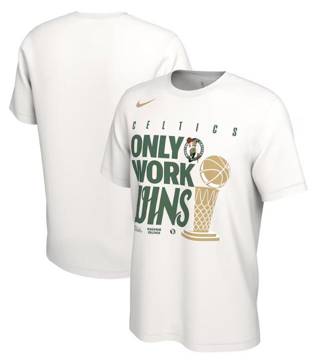 Men's Boston Celtics Nike White 2024 NBA Finals Champions Big & Tall Parade T-Shirt