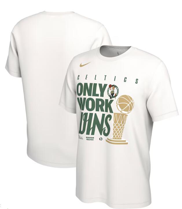 Men's Boston Celtics Nike White 2024 NBA Finals Champions Celebration Parade T-Shirt
