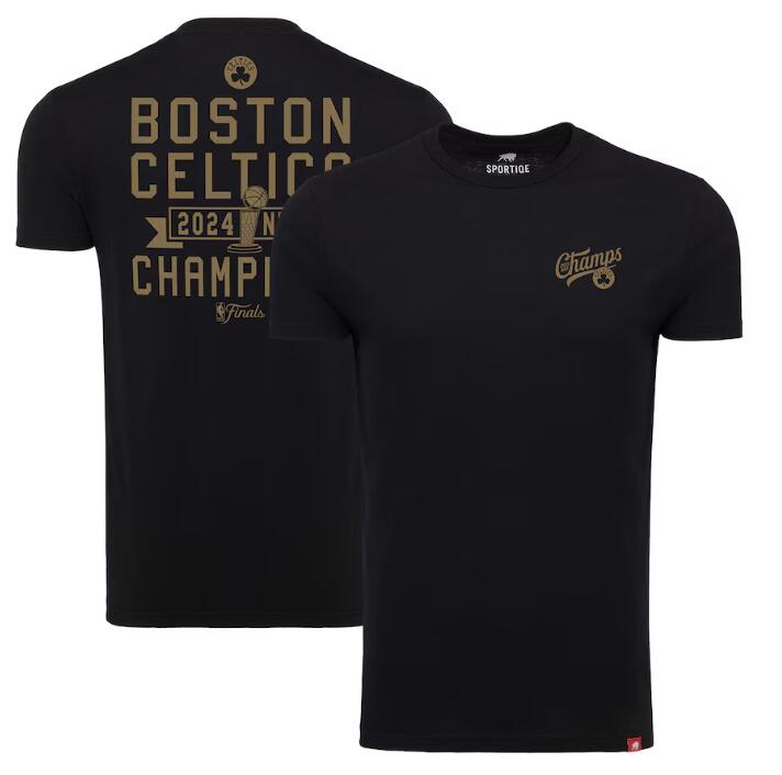 Men's Boston Celtics Sportiqe Black 2024 NBA Finals Champions Slam Dunk Comfy Tri-Blend T-Shirt
