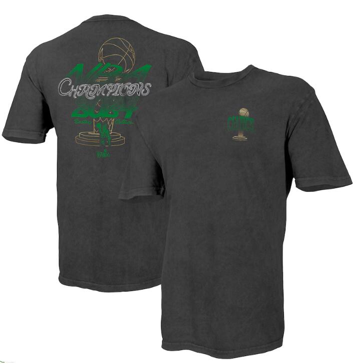Men's Boston Celtics Stadium Essentials Black 2024 NBA Finals Champions Fadeaway Retro Wash T-Shirt
