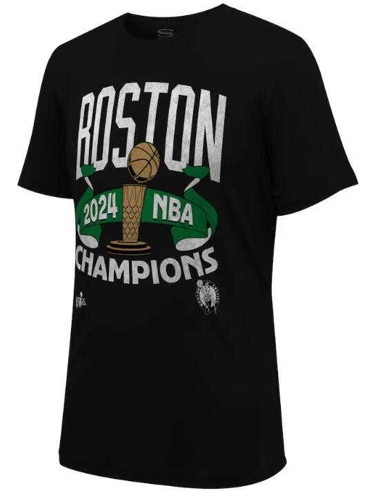 Men's Boston Celtics Stadium Essentials Black 2024 NBA Finals Champions Intensity Banner T-Shirt