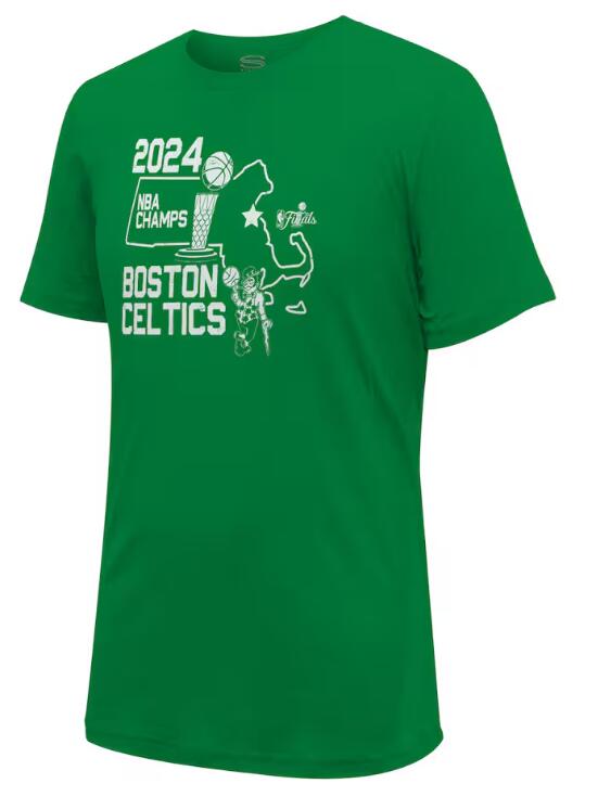 Men's Boston Celtics Stadium Essentials Kelly Green 2024 NBA Finals Champions City State T-Shirt