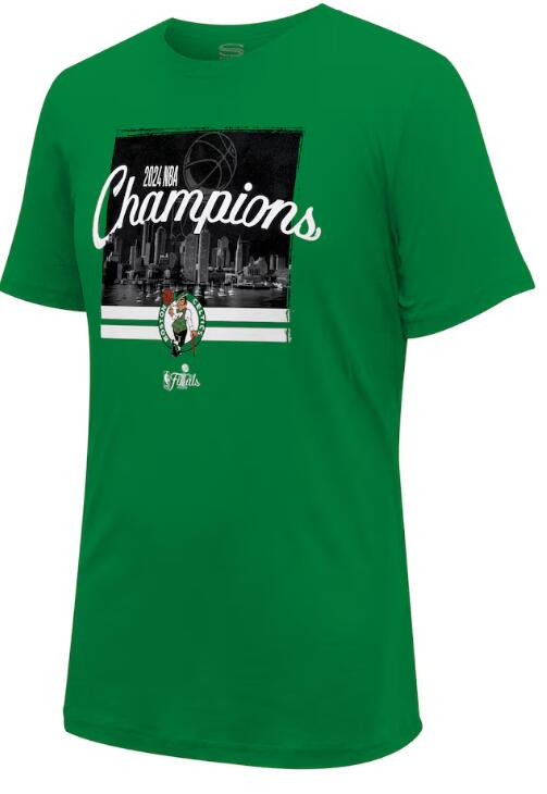 Men's Boston Celtics Stadium Essentials Kelly Green 2024 NBA Finals Champions Skyline T-Shirt