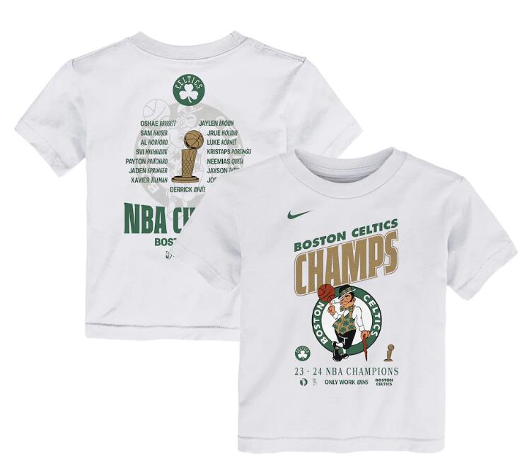 Toddler Boston Celtics Nike White 2024 NBA Finals Champions Celebration Roster T-Shirt