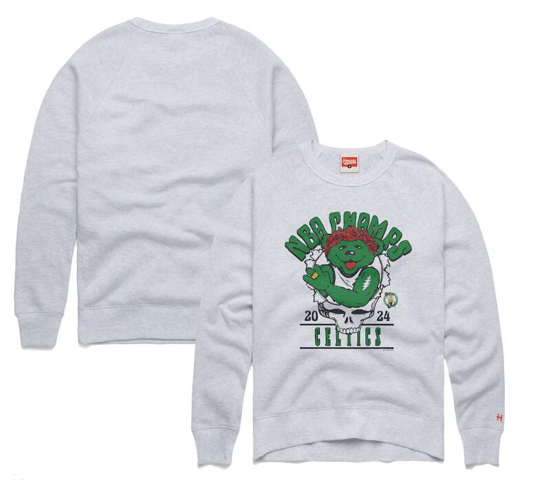 Unisex Boston Celtics Homage Ash 2024 NBA Finals Champions Grateful Dead Tri-Blend Pullover Sweatshirt
