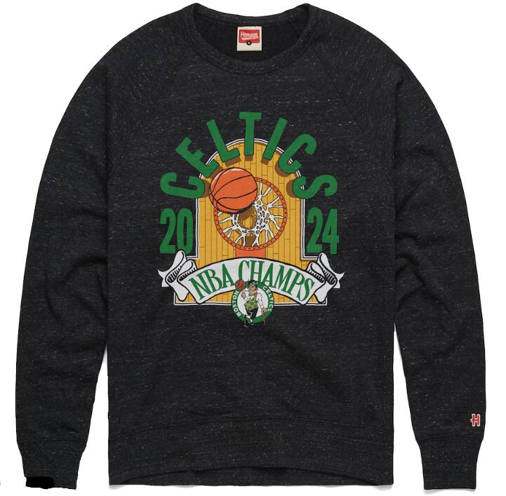 Unisex Boston Celtics Homage Charcoal 2024 NBA Finals Champions Hardwood Banner Tri-Blend Pullover Sweatshirt