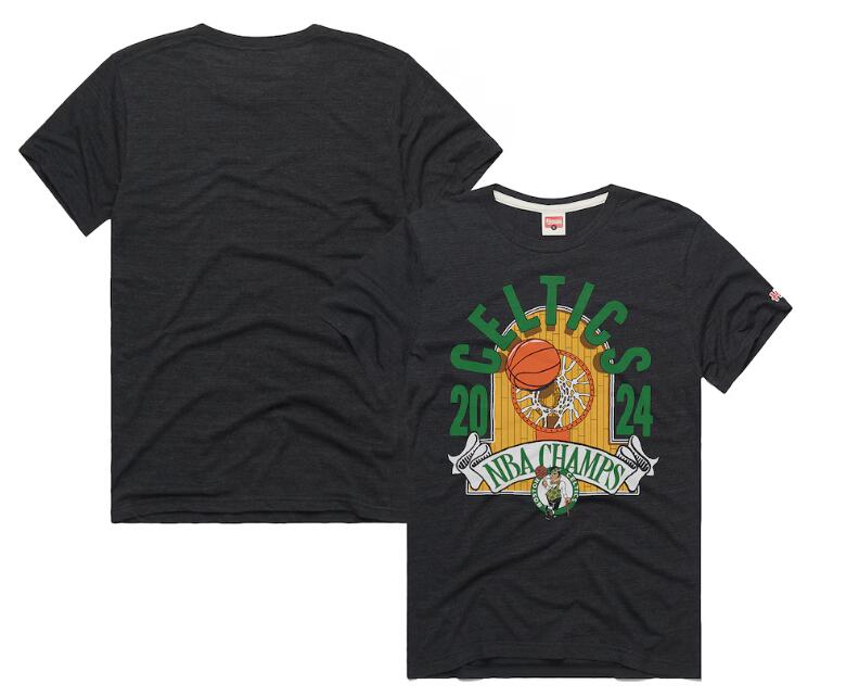 Unisex Boston Celtics Homage Charcoal 2024 NBA Finals Champions Hardwood Banner Tri-Blend T-Shirt