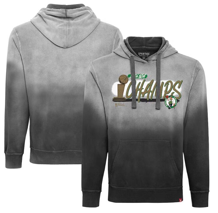 Unisex Boston Celtics Sportiqe Gray 2024 NBA Finals Champions From Downtown Sunfade Premium Pullover Hoodie