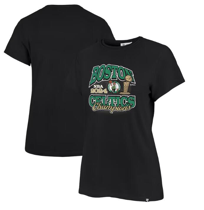 Women's Boston Celtics '47 Black 2024 NBA Finals Champions Plus Size Trophy Franklin T-Shirt