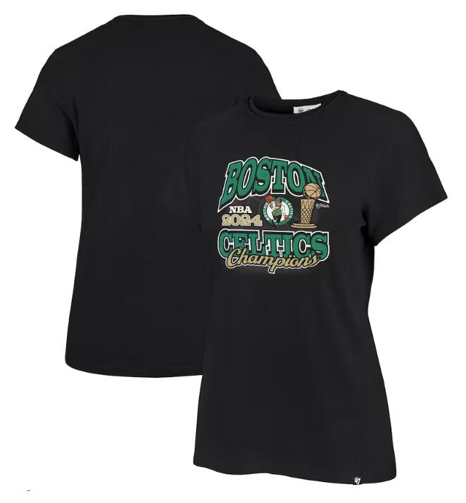 Women's Boston Celtics '47 Black 2024 NBA Finals Champions Trophy Franklin T-Shirt
