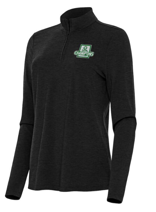 Women's Boston Celtics Antigua Heather Black 2024 NBA Finals Champions Bright Quarter-Zip Pullover Top
