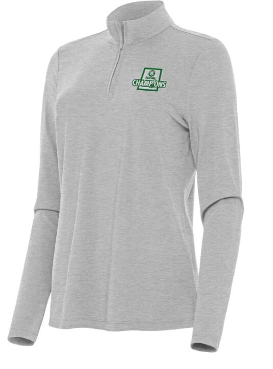 Women's Boston Celtics Antigua Heather Gray 2024 NBA Finals Champions Bright Quarter-Zip Pullover Top