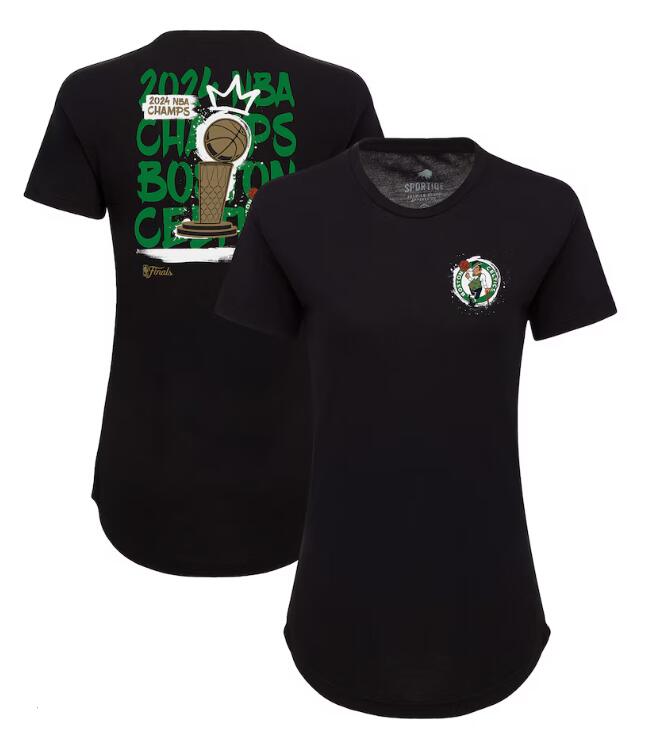 Women's Boston Celtics Sportiqe Black 2024 NBA Finals Champions King of the Court Phoebe Tri-Blend T-Shirt