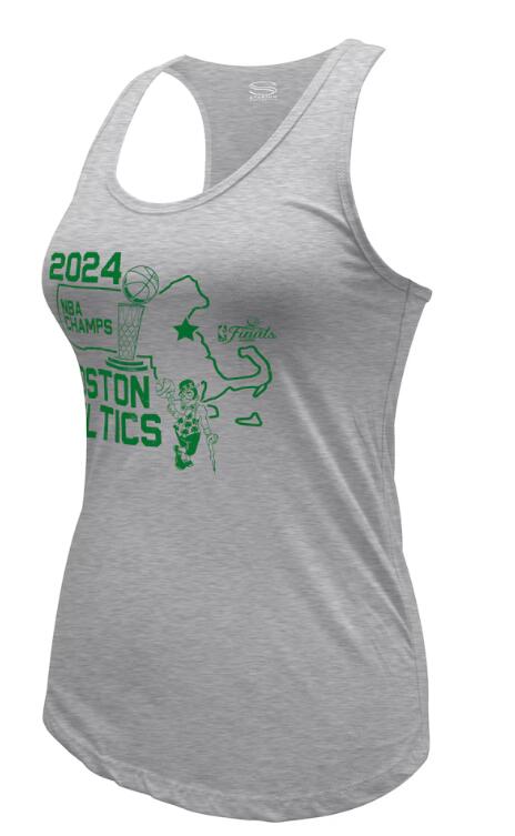 Women's Boston Celtics Stadium Essentials Heather Gray 2024 NBA Finals Champions City State Tank Top