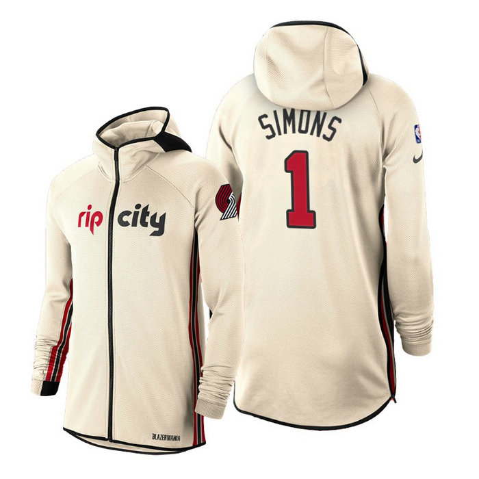 2019-20 Portland Trail Blazers Earned Edition Anfernee Simons White Showtime Hoodie 2019-20 Portland Trail Blazers Earned Edition Anfernee Simons White Showtime Hoodie