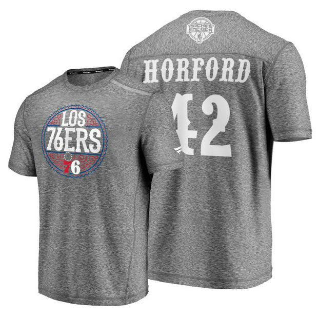 Al Horford #42 76ers 2020 Latin Night Heritage Heathered Gray T-Shirt