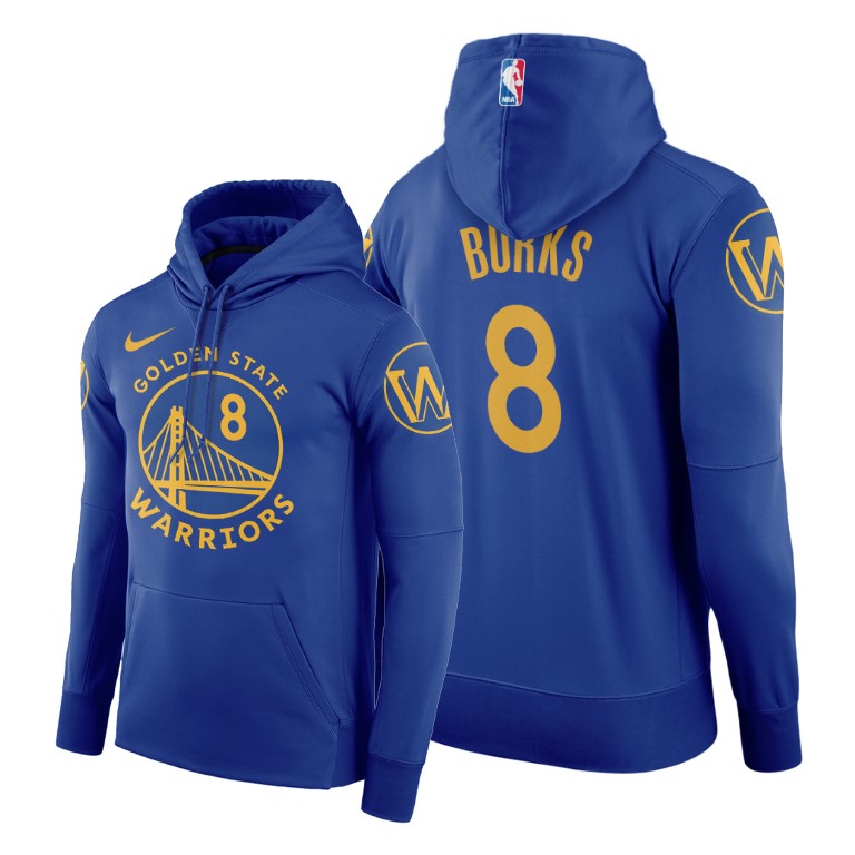 Golden State Warriors Alec Burks #8 Pullover Royal Icon Hoodie