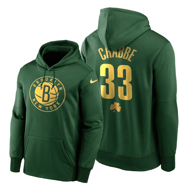 Allen Crabbe 2020 St Paddy's Day Nets #33 Green Golden Limited Hoodie Allen Crabbe 2020 St Paddy's Day Nets #33 Green Golden Limited Hoodie