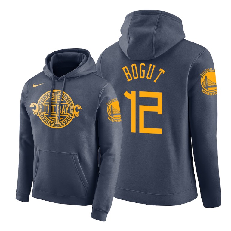 Golden State Warriors Andrew Bogut #12 City Navy Hoodie