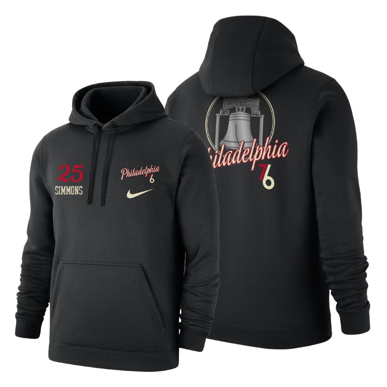 Ben Simmons #25 Philadelphia 76ers 2019-20 Earned Edition Black Liberty Bell Hoodie