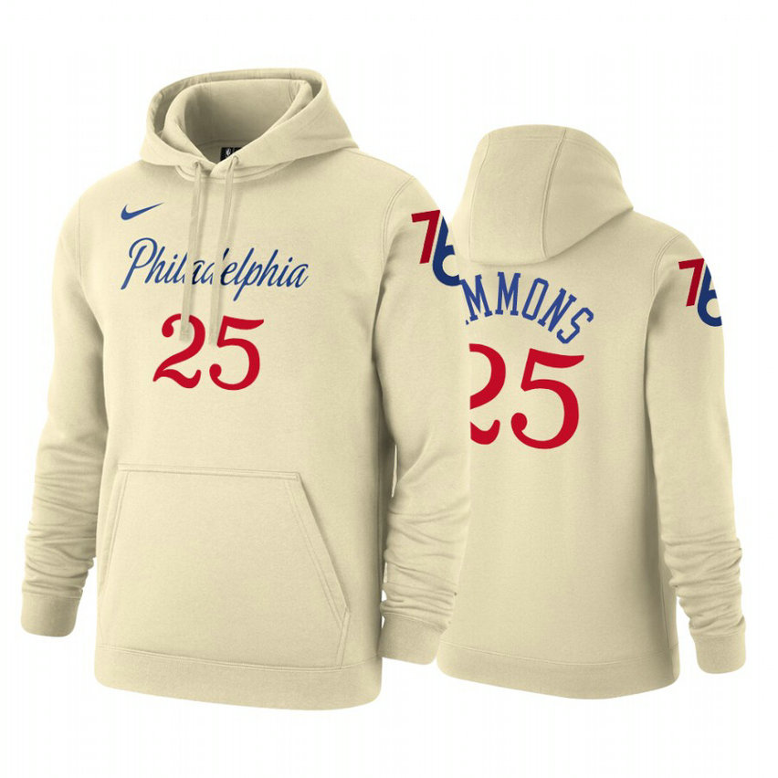 Ben Simmons #25 Philadelphia 76ers 2019-20 City Cream Pullover Hoodie