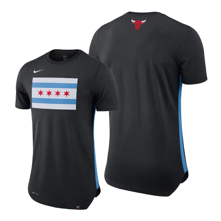 Chicago Bulls 2020 Four Stars City Logo Black T-Shirt