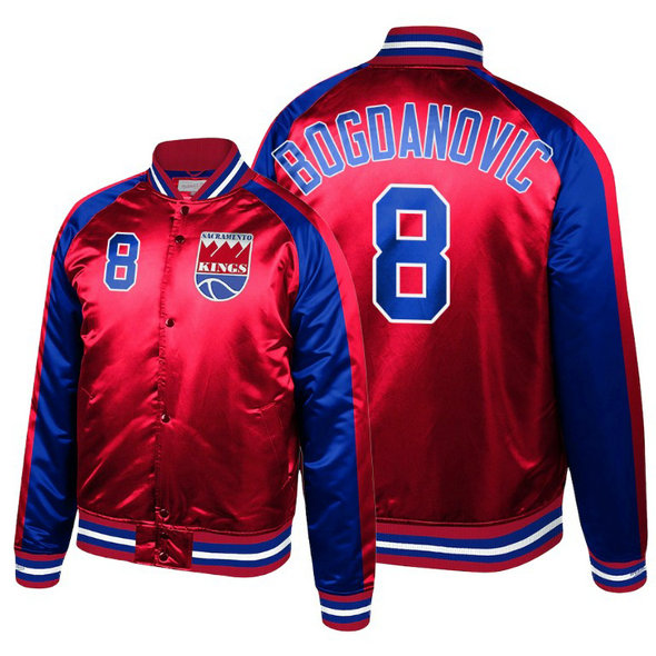 Kings Bogdan Bogdanovic Hardwood Classics Colorblock Satin Red Jacket Kings Bogdan Bogdanovic Hardwood Classics Colorblock Satin Red Jacket