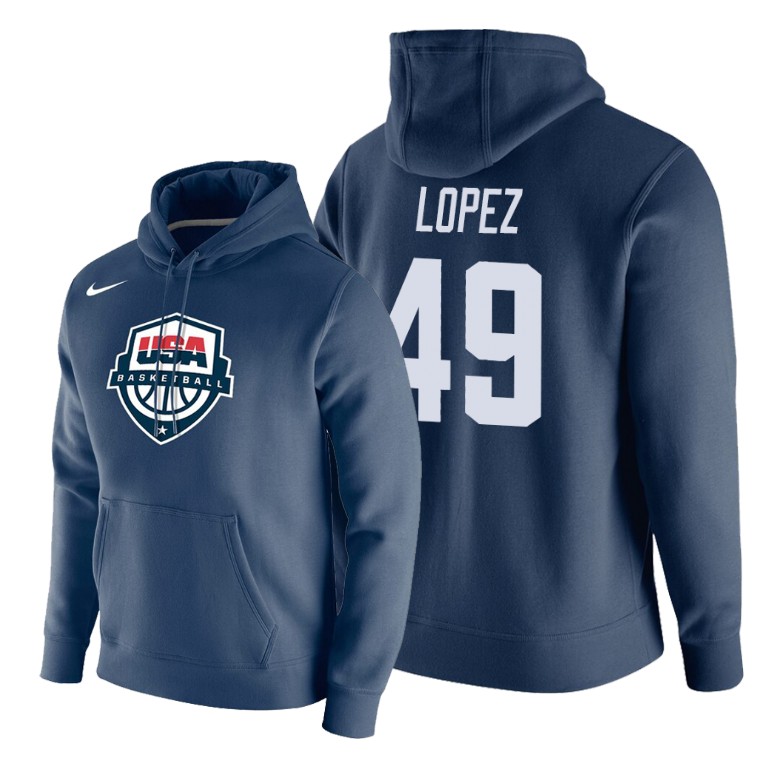 Team USA Brook Lopez #49 Navy Basketball Club Hoodie