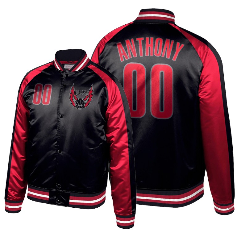 Blazers Carmelo Anthony Hardwood Classics Colorblock Satin Black Jacket Blazers Carmelo Anthony Hardwood Classics Colorblock Satin Black Jacket