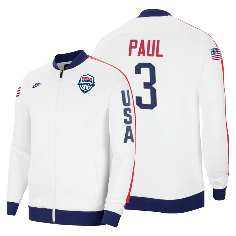 2020 Tokyo Olympics USA National Team Chris Paul Oklahoma City Thunder White Jacket