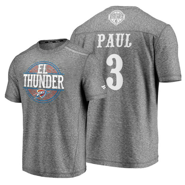 Chris Paul #3 Thunder 2020 Latin Night Heritage Heathered Gray T-Shirt