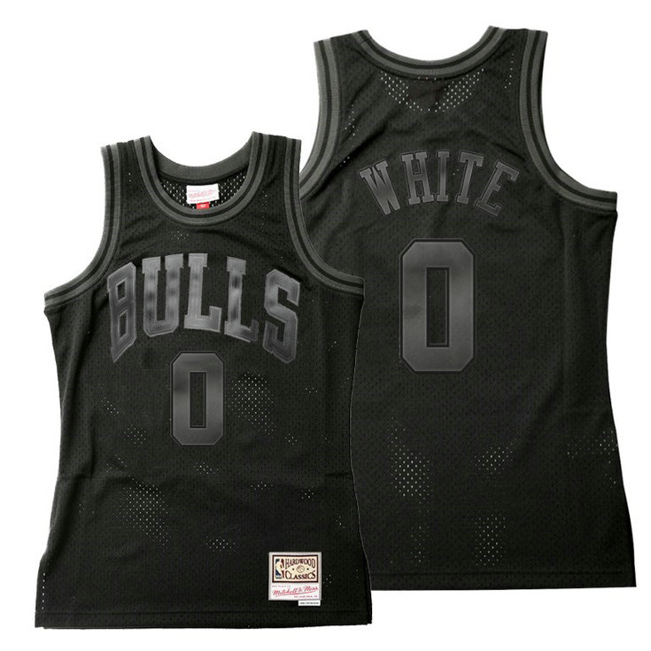 2020 Bulls Coby White Black Throwback Tonal Hardwood Classics Jersey